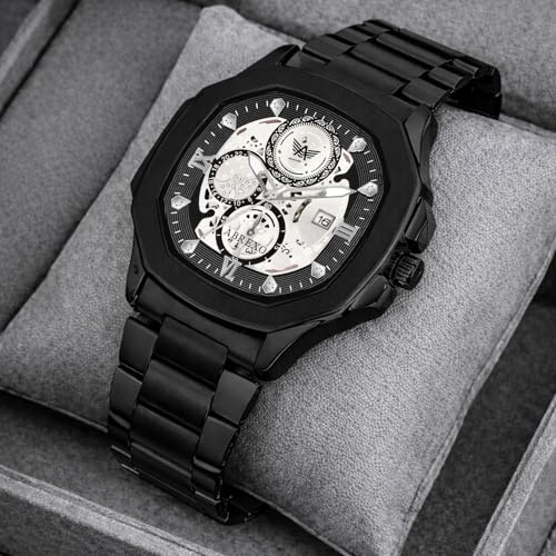 Image of Godfather Square Chrono Look New Golden Date Working Stainless Steel Strap Boys Analog Watches
