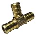 5 PIECES 3/4" X 3/4" X 3/4" PEX TEE - BRASS CRIMP FITTINGS (LEAD-FREE)