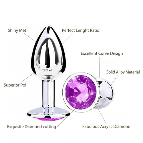Purple Pack Of Multi-Piece Suit Stainless Steel Metal Behind Play Silicone Suction Cup Realistic Classic Dick Plug Double Headed #TOP4