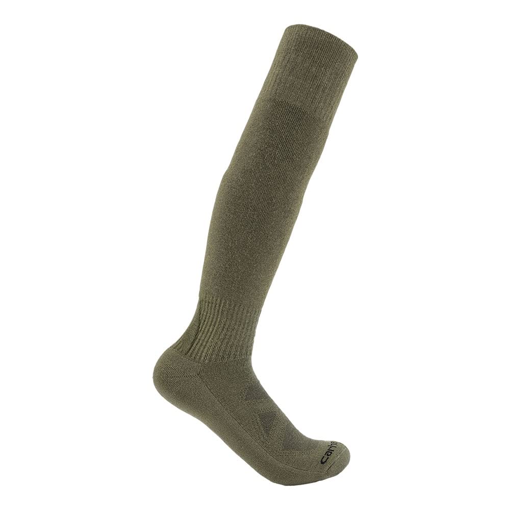 Carhartt Men's Midweight Merino Wool Blend Uniform Over-The-Calf Sock, Army Green, Medium