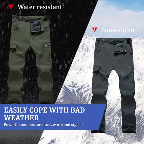 Freiesoldaten Men's Outdoor Winter Trousers Water-Resistant Softshell Fleece Lined Hiking Ski Trekking Walking Pants Grey - Image 5
