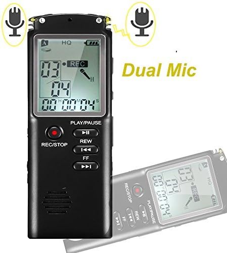 Digital Voice Recorder,Picus Sound Recorder Dictaphone for Lectures,8GB Audio Recorder with USB, Dual Microphone Recording, AGC Noise Reduction, Voice Activated with MP3 Player