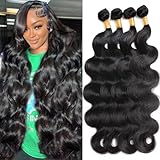 Cirvty 12A Human Hair Bundles Body Wave Bundles Human Hair Brazilian Human Hair 4 Bundles 22 24 26 28 inch 100% Unprocessed Virgin Hair Weave Body Wave Human Hair Extensions Natural Black Color