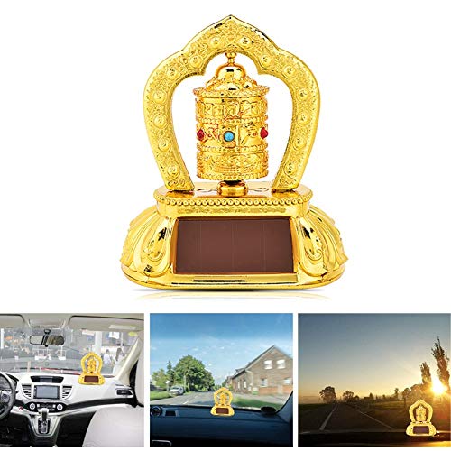 Ruiqas Tibetan Tibet Buddhist Solar Energy Spinning Prayer Wheel for Car Interior Decoration