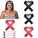 Produktbild 4Pack Edge Laying Schal und Edge Brush Set für Frauen Letter Print Lace Frontal Perücken Griffband 4PCS Edge Control Haarbürste Geschenk Edge Haarwickel Seidenfleck Stirnband (Schwarz + Rot)