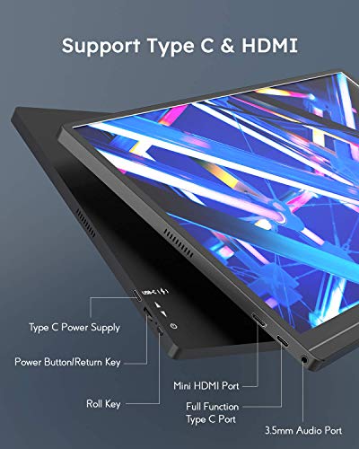 Portable Monitor, BOIFUN 15.8" Type-C 1080P Computer Monitor with IPS Screen, 100% sRGB Game Monitor with HDMI for Laptop PC PS4 Xbox Phone, Plug and Play & Smart Case Included