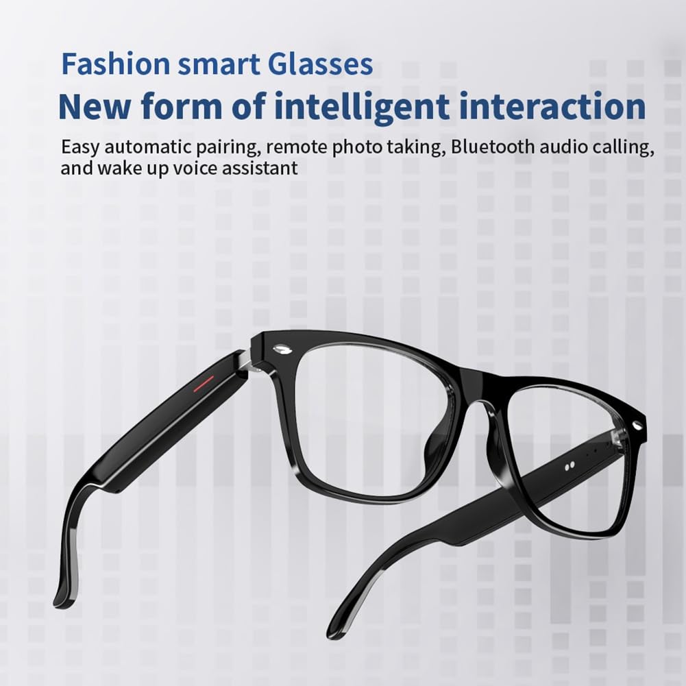 Occhiali intelligenti E13 con cuffie per chiamate in vivavoce musica fotografia nero C Smart Glasses 1 set, Nero , C