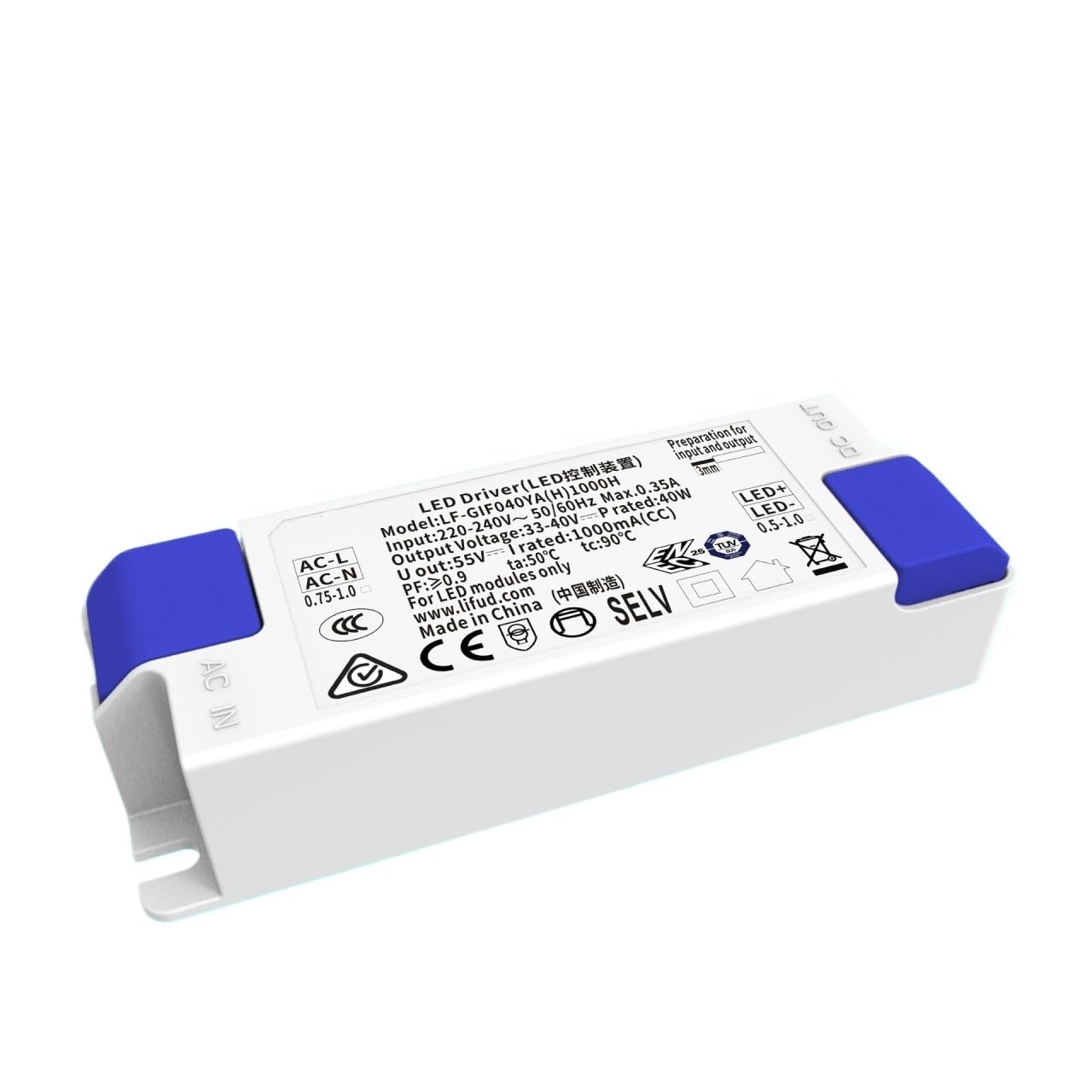 Alimentation panneau LED 33V-40V transformateur de courant 1450mA boîtier plastique GIF060YA(H)