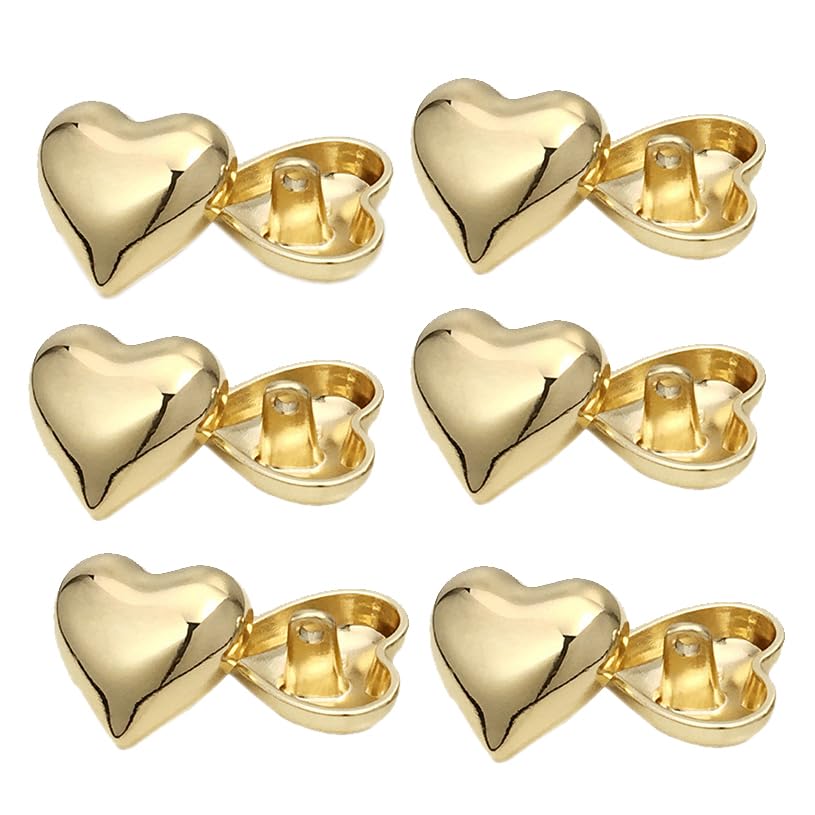 Boutons à tige en forme de cœur dorés pour mercerie créative couture robe veste et travaux manuels