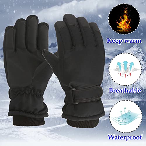Snowboarding For 7-12 Boys Outdoor Gloves Old Ski Winter Windproof Skating Warm Kids Girls Suit Snow (Black, One Size) #TOP5