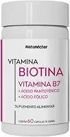 Biotina Com Vitamina B5 e B9 Fortalecedor de Unhas e Cabelo 500mg 60 Cápsulas - Natunéctar