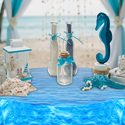 Remagr 3 Pack Round Ocean Waves Tablecloth 84 Inch Blue Sea Table Cloth Disposable Table Cover for Birthday Dining Buffet Party Picnic Indoor Outdoor Decor by Remagr - Used condition - Image 5
