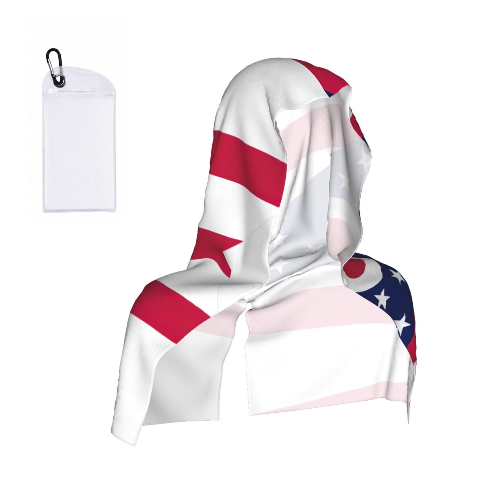 DUWAA Ohio State Flag Print Cooling Hooded Sports Towel, 30×60cm Quick Drying Summer Cool Head Wrap For Neck And Face