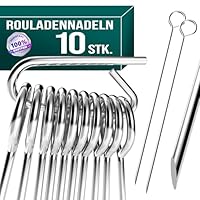 4happy Rouladennadeln, 10 Stück im Set - Rouladenspieße mit Griff und scharfer Spitze, Rouladennadeln Edelstahl rostfrei ersetzen Rouladenklammern, Länge 10 cm