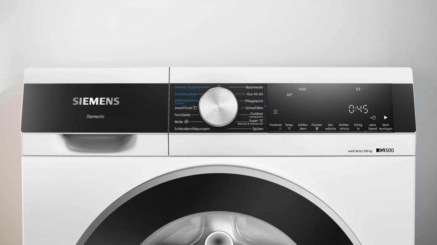 Siemens iQ500 WN44G241 Waschtrockner 9 kg Waschen 6 kg Trocknen 1400 UpM Antiflecken-System smartFinish Outdoor-Programm