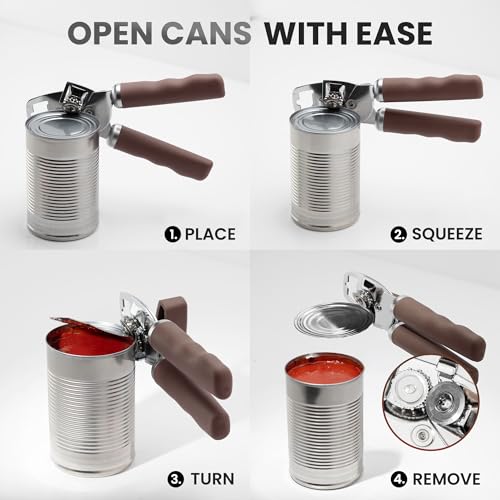Image of Zulay Kitchen Manual Can Opener Heavy Duty Patented Stainless Steel, Brown