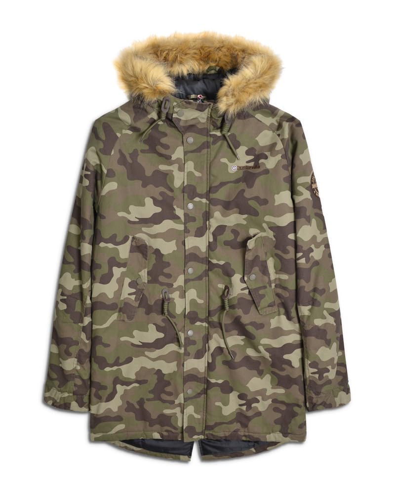 Lambretta Men's Como Parka Coat (UK, Alpha, XL, Regular, Regular, Camo)