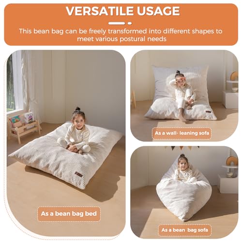 image for MAXYOYO 3 in 1 Kids Bean Bag Chair Bed, Convertible Chair Folds from B