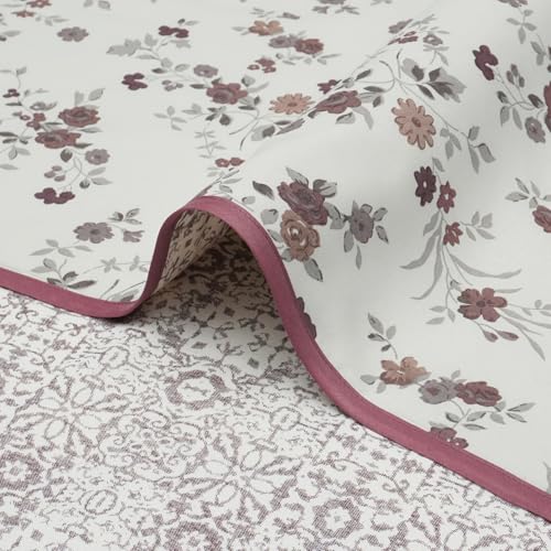 Image of Story@Home Dohar Single Bed Cotton 100% | 150GSM 144 X 220 cm Quilt AC Blanket for Summer | AC Comforter Single Bed | Burgundy & White, Floral Reversible Design Duvet | All-Season Blanket