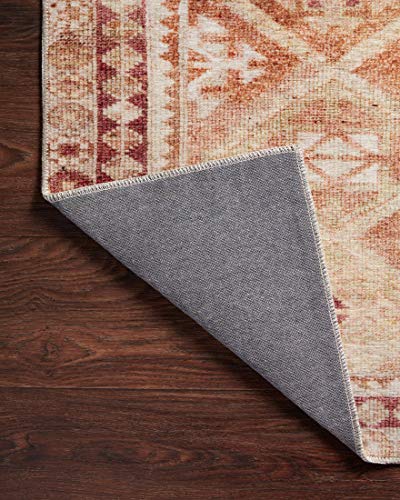 Loloi Layla Collection LAY-16 Natural/Spice 2'-6" x 7'-6" .13" Thick Runner Rug, Soft, Durable, Vintage Inspired, Distressed, Low Pile, Non-Shedding, Easy Clean, Printed, Living Room Rug