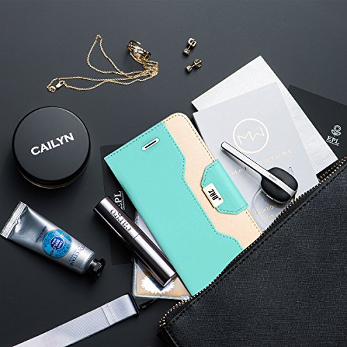 Fyy Leather Case With Mirror For Iphone 6S/Iphone 6, Leather Wallet Flip Folio Case With Mirror And Wrist Strap For Iphone 6S/Iphone 6 Mint Green #TOP5