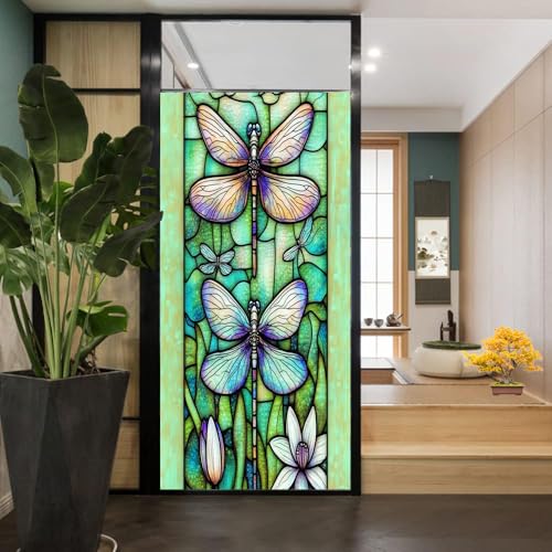 Vinilo para ventana de vidrio esmerilado con diseño de libélulas acuareladas 17.7x23.6 pulgadas miniatura 4