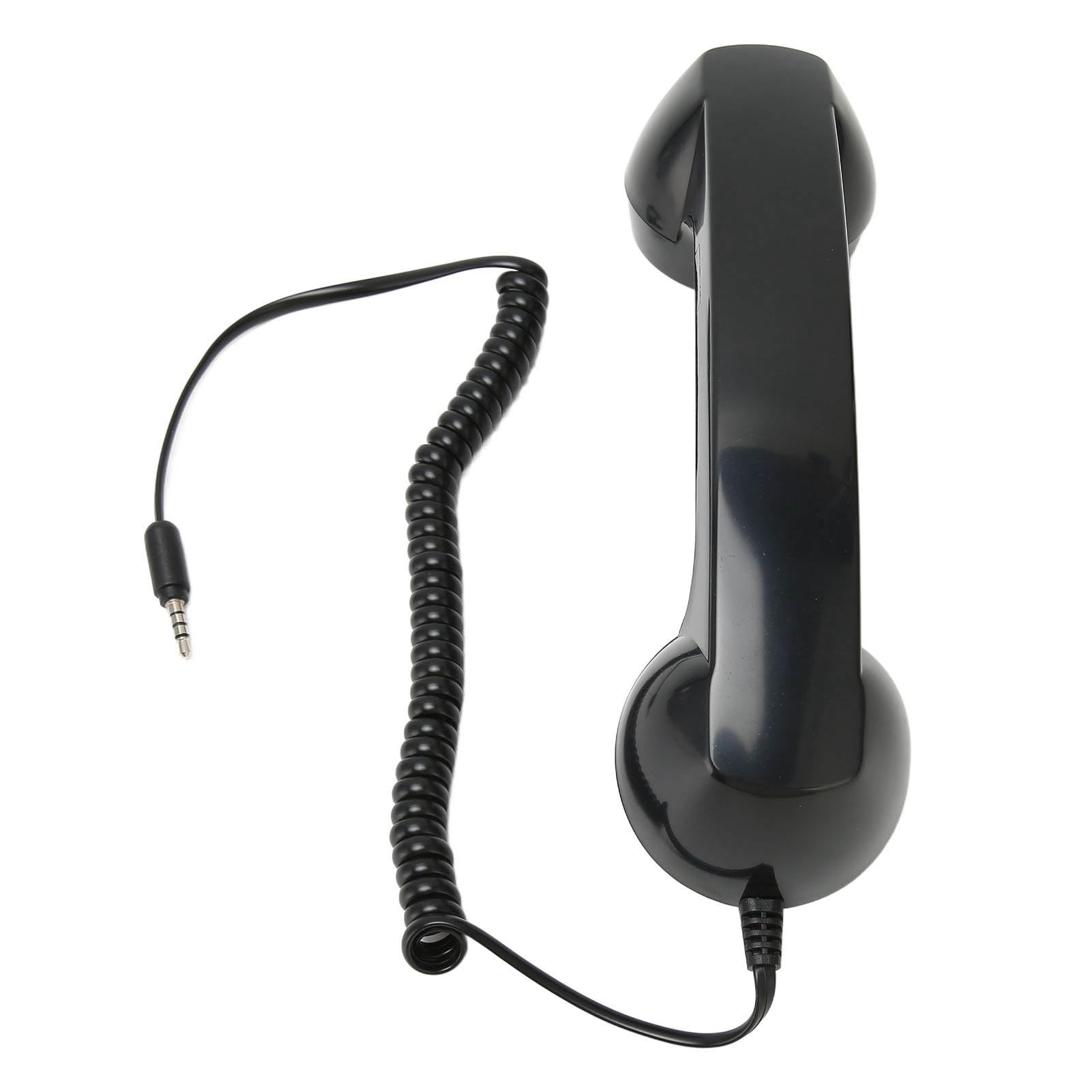 Ricevitore Telefonico per Cellulare, Cornetta retr¨°, Ricevitore Telefonico Integrato e Design del Microfono con Eccellente qualit¨¤ del Suono, Adatto a Tutti gli Smartphone e, the black pne