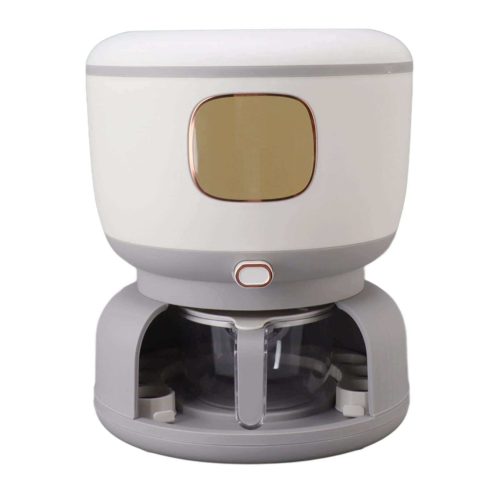 Cubo de almacenamiento de arroz, dispensador de granos de 5 kg de capacidad, recipiente de PP tipo prensa transparente con vaso medidor de drenaje y almacenamiento de huevos (Gris claro)