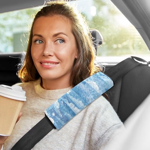 Image of 2 Pack Seatbelt Covers Seat Belt Cover Pad for Adults Boys Girls Car Seat Strap Covers Pads Cushion Universal Shoulder Strap Pad Protector for Backpack Camera Bag 10x7.7Inch Blue Gradient Cloud and St
