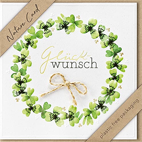 General Nature Card Handmade - Clover Leaf Wreath 15.5 x 15.5 cm