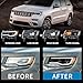 VLAND LED Headlights For Jeep Grand Cherokee WK2 2014-2021 4th Gen (Fourth Generation WK2) With Start Bule to White Dynamic Animation and Sequential Tun Signa Front Lamps Assembly, Clear Reflector
