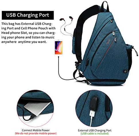 TUDEQU Sling Bag Crossbody Backpack, Shoulder Bag Hiking Sports Backpack, Casual Daypack with WET Pocket for Men & Women