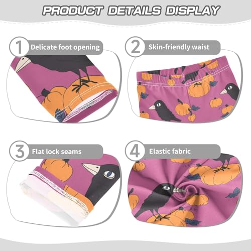 Crow and Pumpkin Girls Leggings,Workout Leggings for Girls Toddler Athletic Leggings Size for 3-10T3