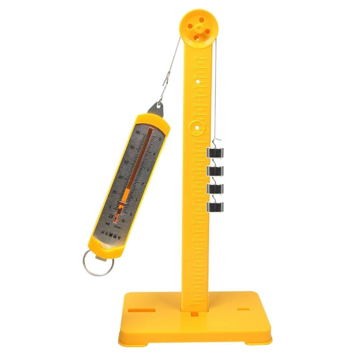Demonstrator for festes und bewegliches kombiniertes Riemenscheibensystem mit Federdynamometer | PP-Metallrahmen, mechanischer Vorteil, arbeitssparendes Verhältnis, Statik