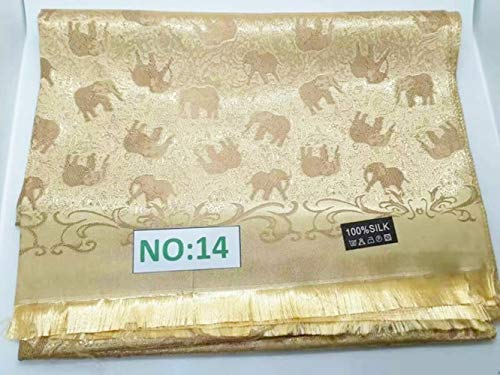 Thai Gold Silk 100% Thailand Elephant Soft Scarf Shawl Wrap Women Handmade Gift Souvenir Length 72 Inches2