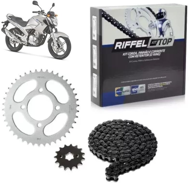 Kit Relação Transmissão Yamaha Fazer 250 2006 até 2017 com Retentor (O-ring) TOP Aço 1045 Riffel 91091 Kit Relação Transmissão Yamaha Fazer 250 2006 até 2017 com Retentor (O-ring) TOP Aço 1045 Riffel 91091