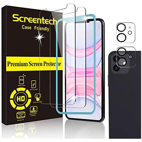 [2+2 Pack] Soonear Tempered Glass Screen Protector + Camera Lens Protector Compatible for iPhone 11 6.1 inch [Easy Installation Frame] [Bubble Free] [Anti-Scratch] HD Clarity Cover