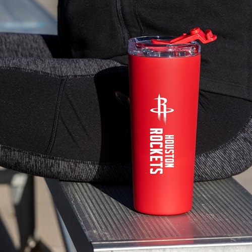 Image of Rico Industries NBA Basketball Houston Rockets Red 24oz Stainless Steel Tumbler with Lid and Dual Functioning Lid
