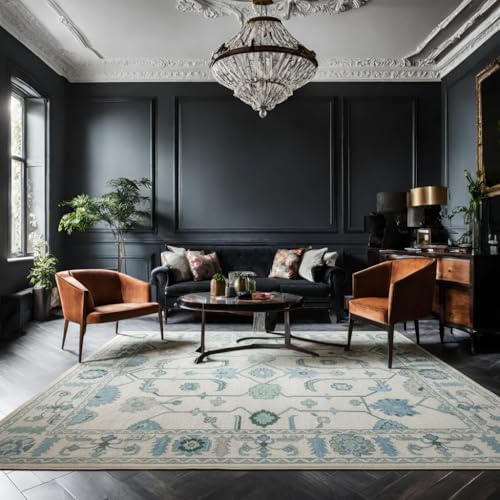 ECLATIQUE Turkish Oushak Wool Rug 8x10ft for Living Room