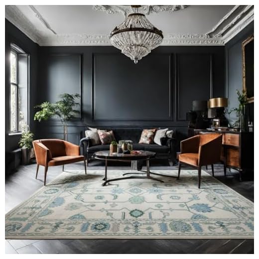 ECLATIQUE Oushak Rug Vintage Area Carpet Handmade Pure New Zealand Wool Designer Rug (8x10ft) Traditional Floor Carpets for Living Room, Modern Turkish Entryway Carpet