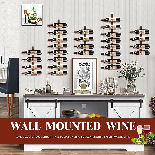 Image of Wine Rack Wall Mounted for 8 Wine Bottles, Metal Wall Hanging Wine Holder Storage, Wine Organizer Shelf for Kitchen Dining Room Bar (Brown)