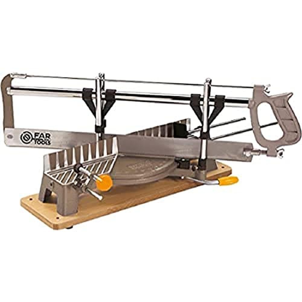 Fartools One Scie à onglet manuelle 550x45mm (14TPI), capacité de coupe maxi 90°=160x100mm & 45°=100x100mm, table de 395x75mm, avec patin caoutchouc anti-dérapant