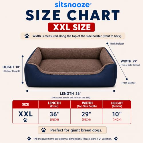 Image of SITSNOOZE Dog Beds Dogs & Cats, Rectangle Washable Pet Bed Comfortable and Breathable Pet Sofa Warming Orthopedic and Non-Skid Bottom (Reversible) (Brown Furr, XXL)