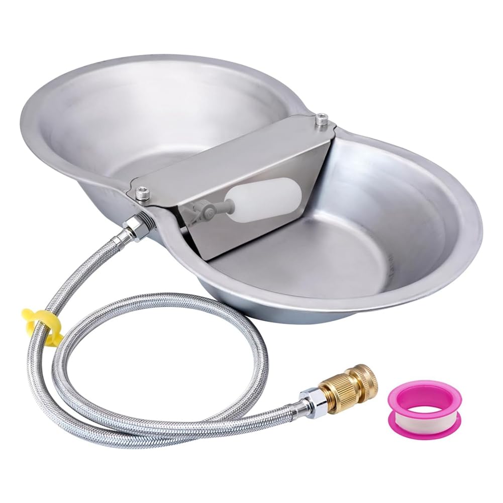 Distributore Automatico di Acqua per Cani di Dimensioni da 2, Kit Valvola A Galleggiante per Animali, Abbeveratoio per Animali, Ciotola in Acciaio Inossidabile