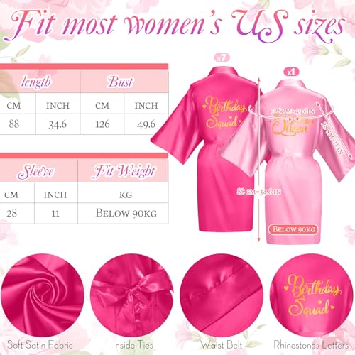 Image of Coume 48 Pcs Women Birthday Robe Birthday Queen Squad Robe Sunglasses Scrunchie Headbands Comb Bag for Spa Party