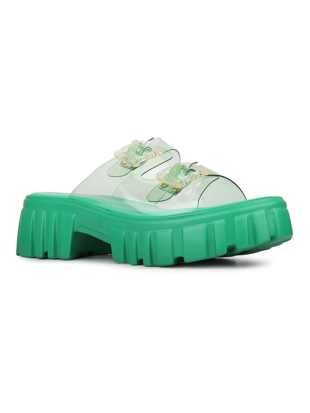 Womens Womens Green Transparent Round Toe Heels Mules Heeled Sandal-image-44