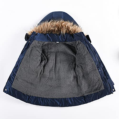 Toddler Boys Down Jacket Fleece Collar Zip Hood Thick Warm Winter Snowsuit Coat Par-ka Outwear with Pockets4