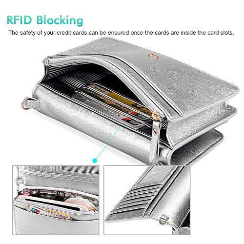 Image of nuoku Women Small Crossbody Bag Cellphone Purse Wallet with RFID Card Slots 2 Straps Wristlet