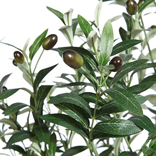 Oakred Artificial Olive Tree,4Ft Tall Fake Plant Faux Olive Plants For Indoor,Natural Fake Tree,Artificial Silk Plants For Office Home Living Room Floor Patio Greening Porch Decor,Set Of 2 #TOP1