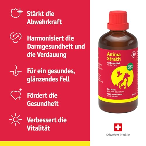 Anima-Strath Flüssiges Nahrungsergänzungsmittel & Vitamine für Hunde und Katzen – Multivitamin mit 61 Mikronährstoffen & Mineralien, Kräuterhefe Futterergänzung stärkt das Immunsystem & die Verdauung